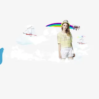 彩虹 云朵 天空 美女 服装免抠