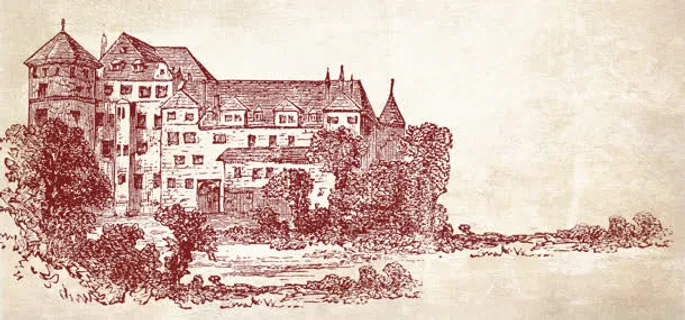 欧州古堡建筑素描免抠