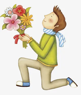 喀戎拿着花的男人免抠图免抠