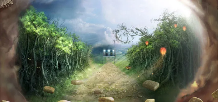森林风景梦幻绿色旅游海报背景高清