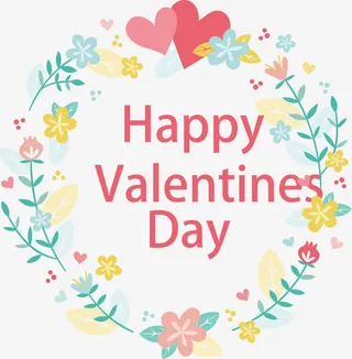 彩色花卉情人节贺卡矢量素材免抠