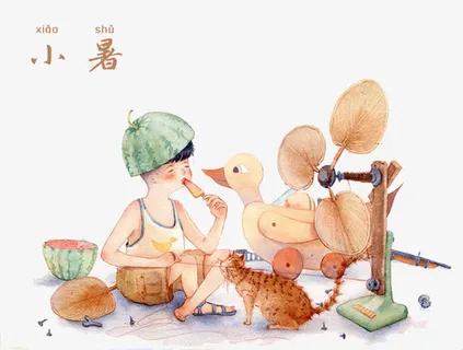 二十四节气 水彩 中国风 小暑免抠