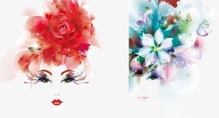 彩色花瓣人物头像免抠