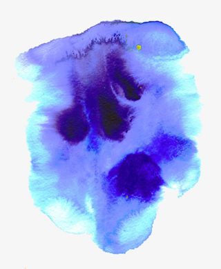 蓝色中国风水彩泼墨PNG装饰免抠