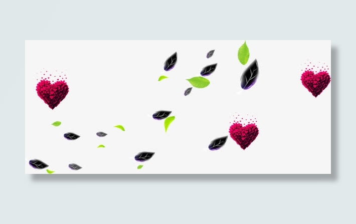 红色爱心漂浮树叶免抠