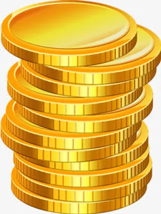 质感金黄色金币卡通效果免抠