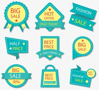 绿色折纸打折标签免抠