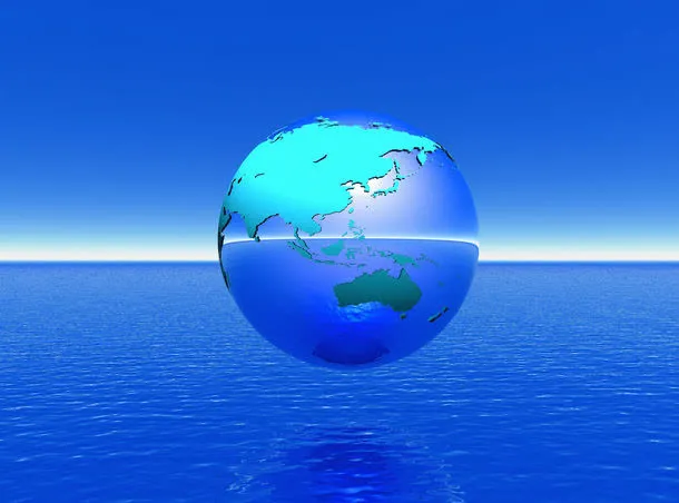 海面上的蓝色地球模型高清免抠