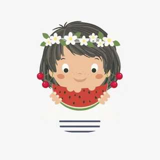 吃西瓜的孩子免抠