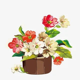 手绘鲜花花束免抠