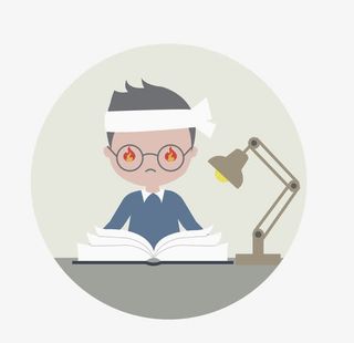 点灯奋斗读书的男孩免抠