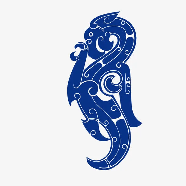 青花 花纹 古典纹样 蓝色 云免抠