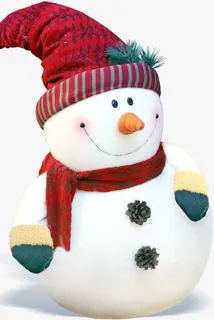 高清红色雪人帽子免抠