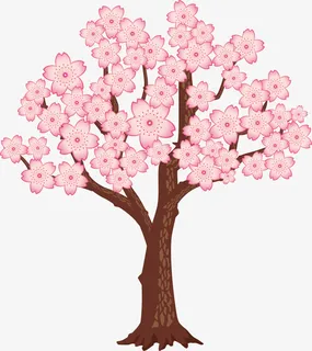 粉色美丽春季花树免抠