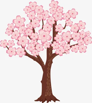 粉色美丽春季花树免抠