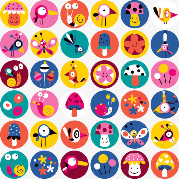 可爱的卡通无缝拼接底纹免抠