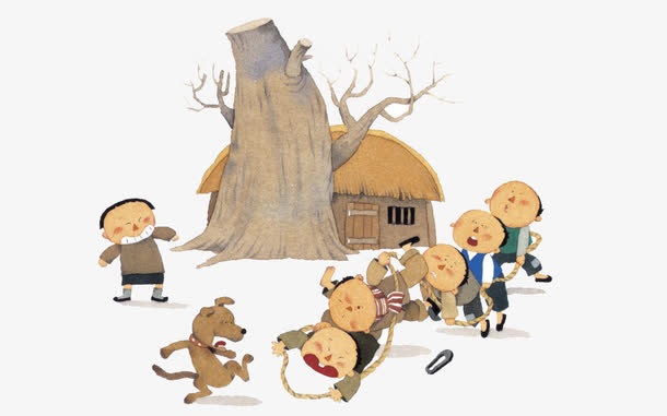 中国农村儿童卡通题材免抠