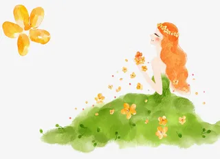 手绘春姑娘免抠