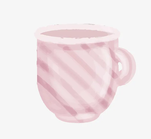 卡通手绘简约玻璃杯茶杯装饰设计免抠