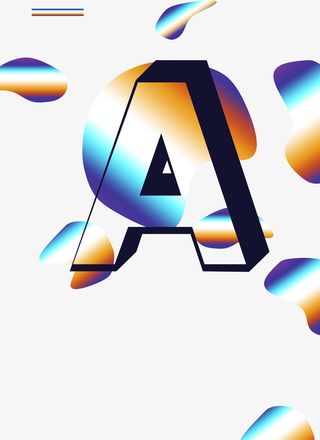 流体渐变立体字母A免抠