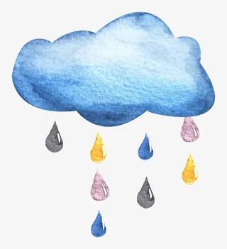 云朵下的雨滴免抠