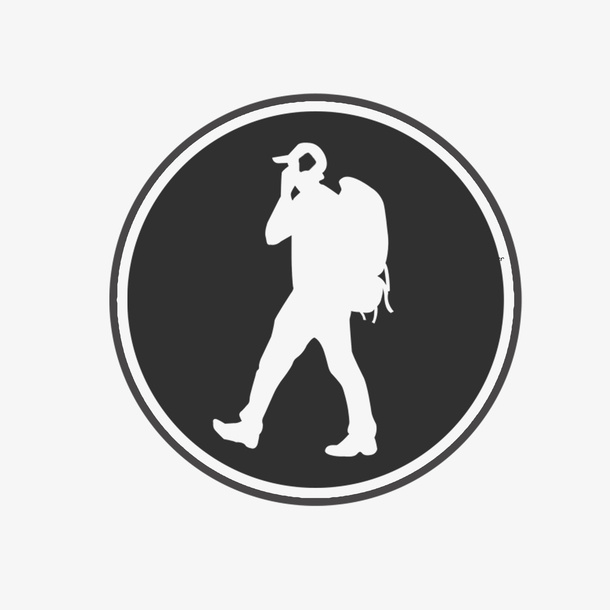 旅人黑白圆形iconpng素材免抠