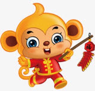 猴子提鞭炮素材免抠