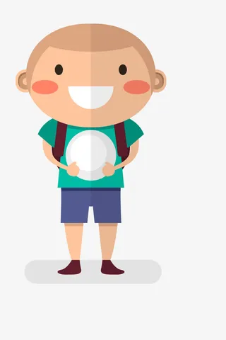 抱着盘子的卡通人物免抠