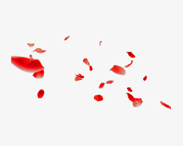 红色飘落的花瓣免抠