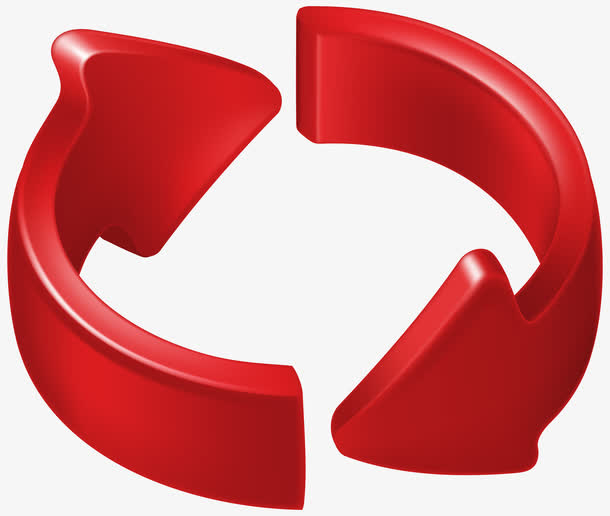 立体红色360度循环箭头免抠