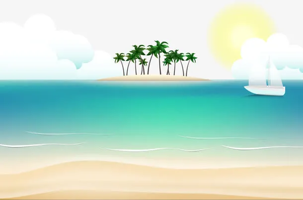 海洋度假风光矢量免抠