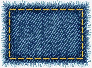 蓝色手绘斜纹牛仔布袋免抠