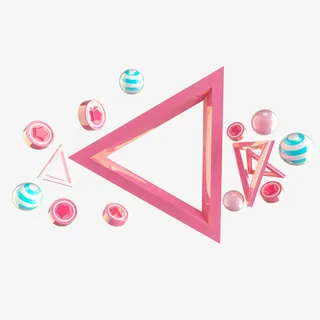 C4D粉色小清新立体装饰元素免抠