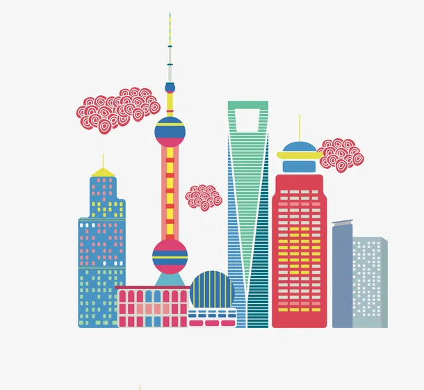 世界建筑景点设计元素上海景点手免抠