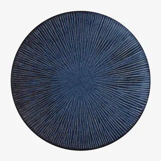 蓝色纹路立体蛋糕托盘免抠