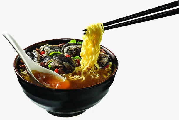 美味大碗乌冬面蘑菇香味可口素材免抠