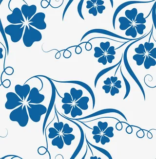 蓝色底纹花纹印染素材免抠