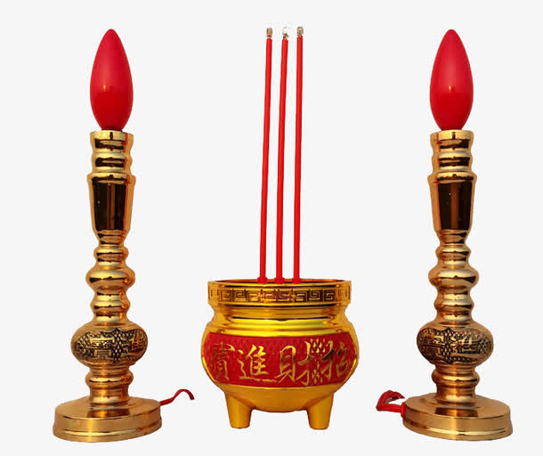 插电祭拜烛台素材免抠