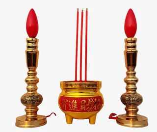 插电祭拜烛台素材免抠