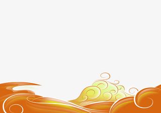 红色中国风海浪边框纹理免抠