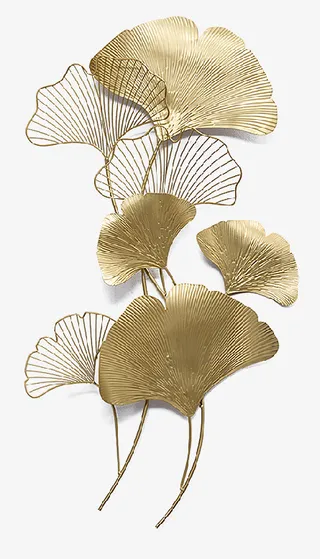 国潮风金属银杏叶免抠