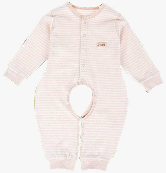 棕色条纹长袖婴儿连体哈衣内衣免抠