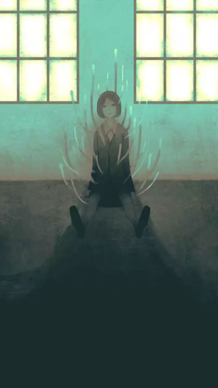 蓝色手绘人物背景高清