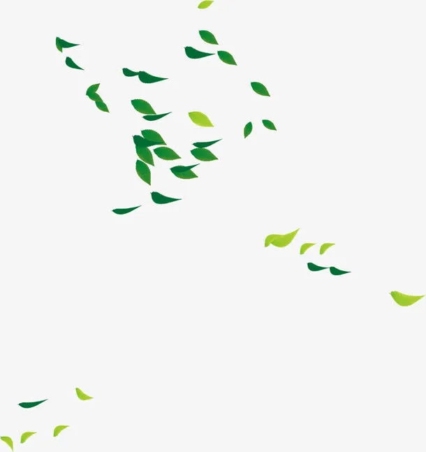 绿色唯美清晰树叶飘落免抠
