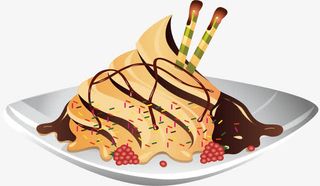 矢量手绘盘子装的沙冰免抠