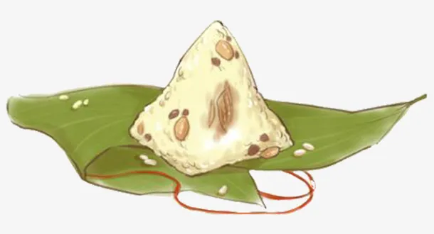 绿色水墨粽子美食元素免抠