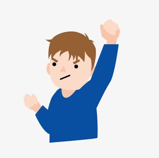 卡通握拳男生免抠