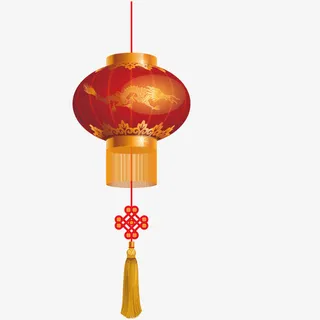 红色灯笼盘龙花纹矢量免抠