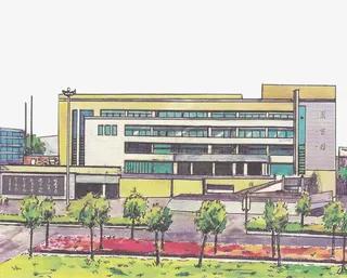 卡通手绘学校图书馆免抠