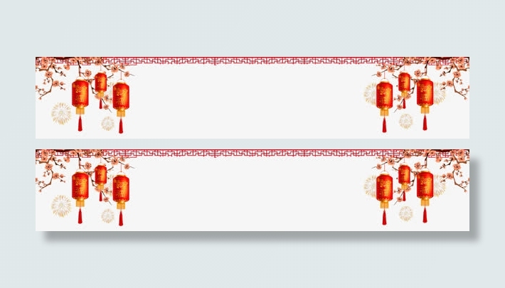 红灯笼梅花全屏顶部边框免抠